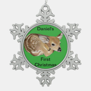 Spring Fawn Schneeflocken Zinn-Ornament