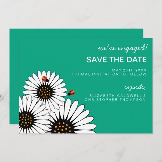 Spring Fling Gerbera Daisies SAVE THE DATE grün (Vorne/Hinten)