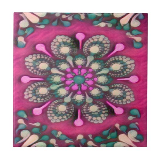 Spring Fling Magenta Mandala Fliese (Vorderseite)