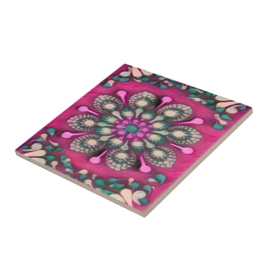 Spring Fling Magenta Mandala Fliese (Seite)