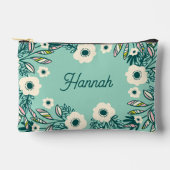 Spring Floral Accessory Pouch – White & Teal Zubehörtasche (Vorderseite)