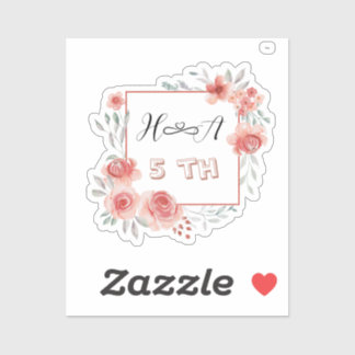 Spring Floral Anniversary | Elegant Modern Wedding Aufkleber