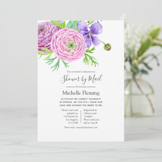 Spring Floral Baby oder Brautparty per Mail Einladung (Stehend Vorderseite)