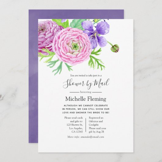 Spring Floral Baby oder Brautparty per Mail Einladung (Vorne/Hinten)