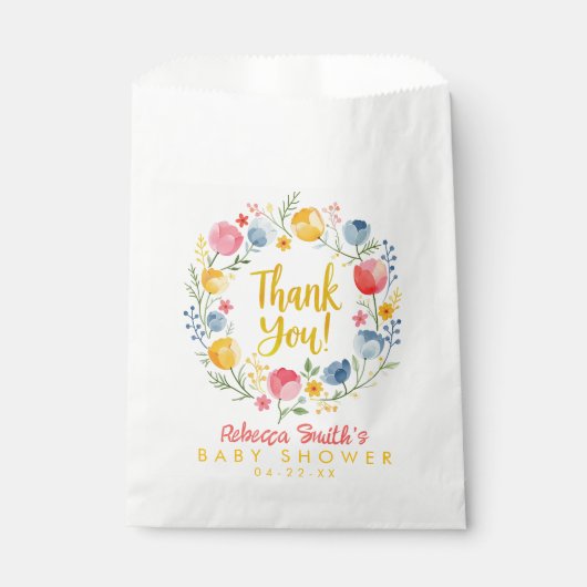 Spring Floral Baby Shower Fevor Bag - April Dusche Geschenktütchen (Vorderseite)