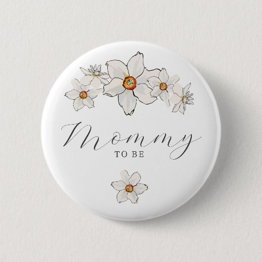 Spring Floral Baby Shower Pin Mommy to be Button (Vorderseite)