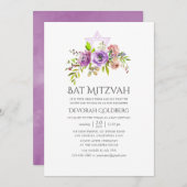 Spring Floral Bat Mitzvah Einladung (Vorne/Hinten)