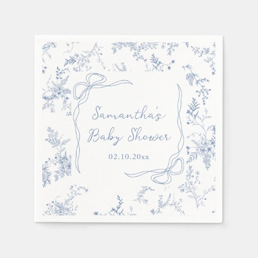 Spring Floral Blue Baby Dusche Serviette (Vorderseite)