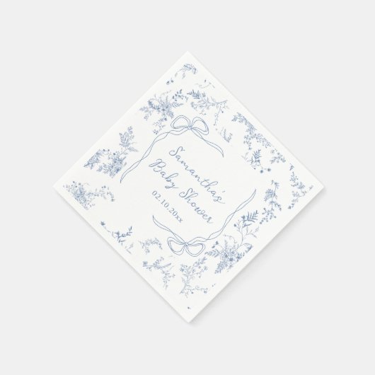 Spring Floral Blue Baby Dusche Serviette (Ecke)