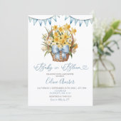 Spring Floral Blue Coquette Baby Shower Einladung (Stehend Vorderseite)