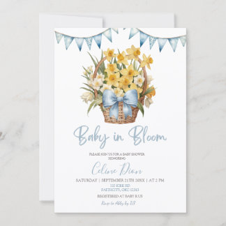 Spring Floral Blue Coquette Baby Shower Einladung