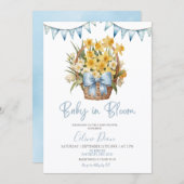 Spring Floral Blue Coquette Baby Shower Einladung (Vorne/Hinten)