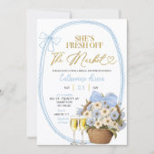 Spring Floral Blue Coquette Daisy Bridal Shower Einladung (Vorderseite)