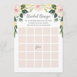 Spring Floral Blush Brautparty Bingo Game Card Einladung