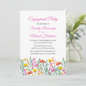 Spring Floral Boho Wildblume Engagement Party Einladung (Stehend Vorderseite)
