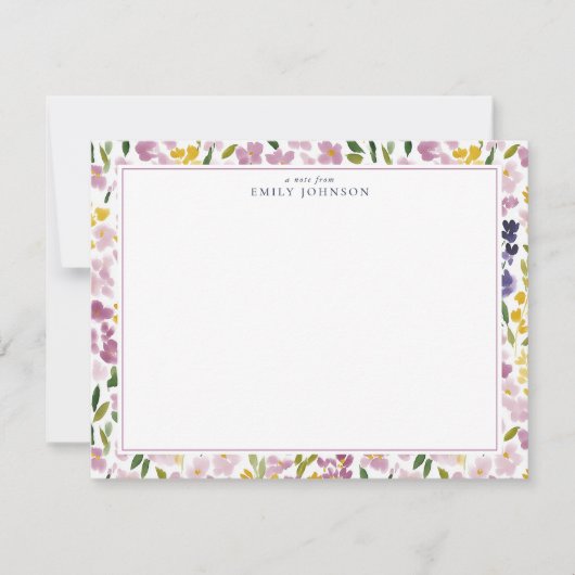 Spring Floral Border Note Card Einladung (Vorderseite)