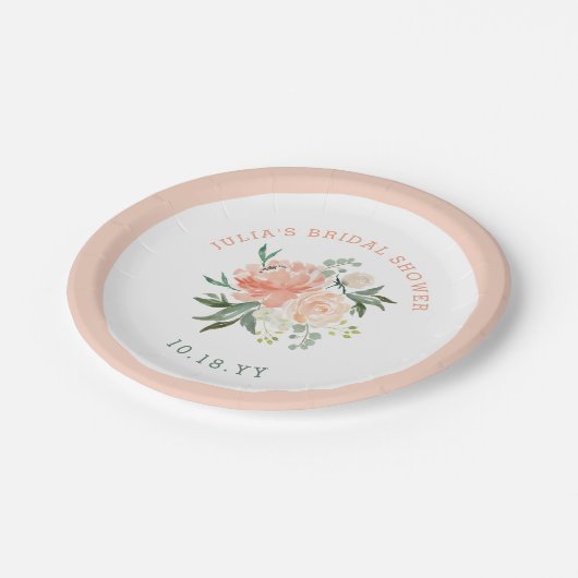 Spring Floral Bouquet Brautparty Pappteller (Schrägansicht)