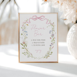 Spring Floral Bow Wreath Blume Bar Poster