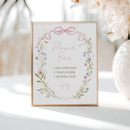 Spring Floral Bow Wreath Blume Bar Poster