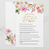 Spring Floral Bridal Shower Knows The Bride Game  (Vorne/Hinten)