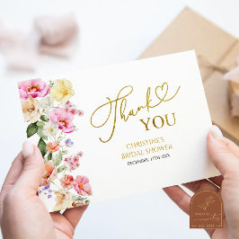 Spring Floral Bridal Shower Thank You Card Dankeskarte