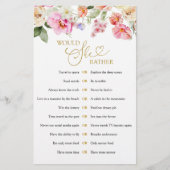 Spring Floral Bridal Shower Would She Rather Game (Vorderseite)