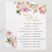 Spring Floral Bridal Shower Would She Rather Game (Vorne/Hinten)