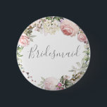 Spring Floral Bridesmaid Button<br><div class="desc">Benutzerdefiniert</div>