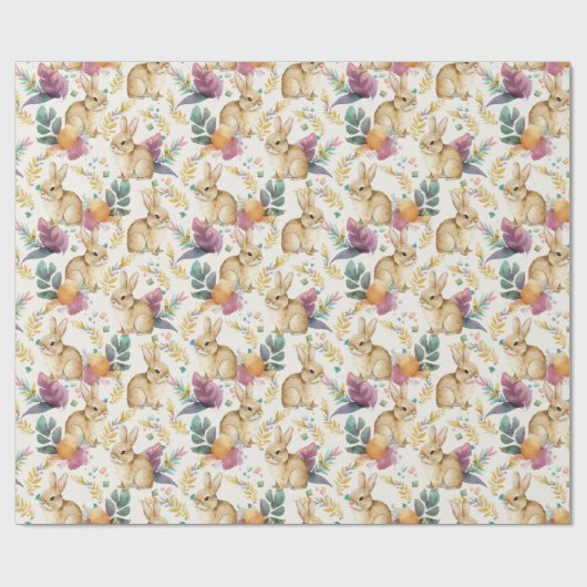 Spring Floral Bunnies Galore Geschenkpapier (Flach)