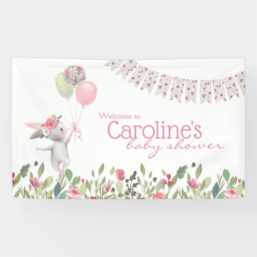 Spring Floral Bunny Baby Shooting Banner (Horizontal)