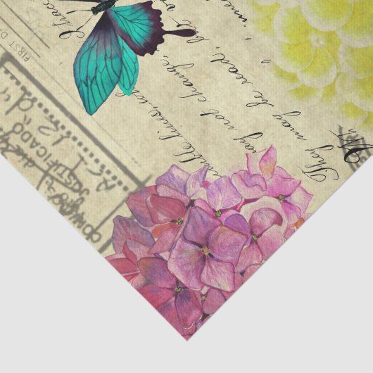 Spring Floral Butterfly Ephemera Seidenpapier (Ausschnitt)