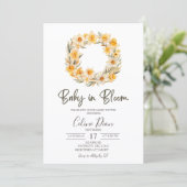 Spring Floral Daffodil Wreath Baby Shower Einladung (Stehend Vorderseite)