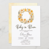 Spring Floral Daffodil Wreath Baby Shower Einladung (Vorne/Hinten)