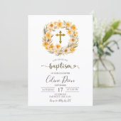 Spring Floral Daffodil Wreath Baptism Einladung (Stehend Vorderseite)