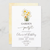 Spring Floral Daffodil Wreath Garden Party Einladung (Vorne/Hinten)