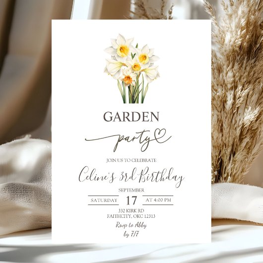 Spring Floral Daffodil Wreath Garden Party Einladung