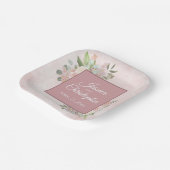 Spring Floral Dusty Rose Boho Wassercolor Hochzeit Pappteller (Gewinkelt)