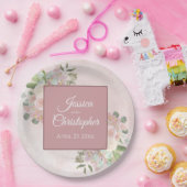 Spring Floral Dusty Rose Boho Wassercolor Hochzeit Pappteller (Party)