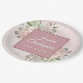 Spring Floral Dusty Rose Boho Wassercolor Hochzeit Pappteller (Schrägansicht)