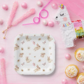 Spring Floral Easter Bunny Baby Shower Pappteller (Party)