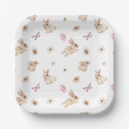 Spring Floral Easter Bunny Baby Shower Pappteller