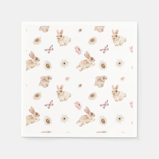 Spring Floral Easter Bunny Baby Shower Serviette (Vorderseite)
