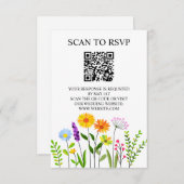 Spring Floral Elegant QR Code Wedding RSVP Begleitkarte (Vorne/Hinten)
