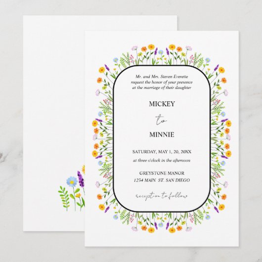 Spring Floral Elegante Wedding Einladung (Vorne/Hinten)