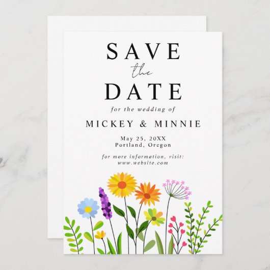 Spring Floral Elegante Wedding Save The Date (Vorne/Hinten)