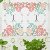 Spring Floral Family Monogram Kitchen oder Geschirrtuch (Gefaltet)