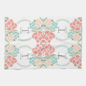Spring Floral Family Monogram Kitchen oder Geschirrtuch (Horizontal)
