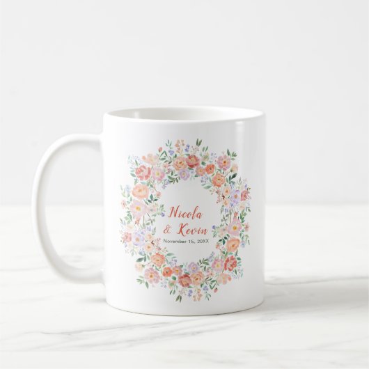 Spring Floral Flowers Wedding Kaffeetasse (Links)