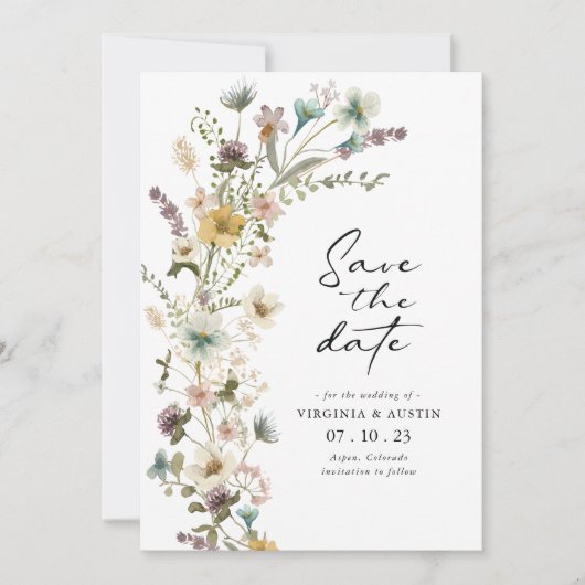 Spring Floral Foto Save the Date Card (Vorderseite)