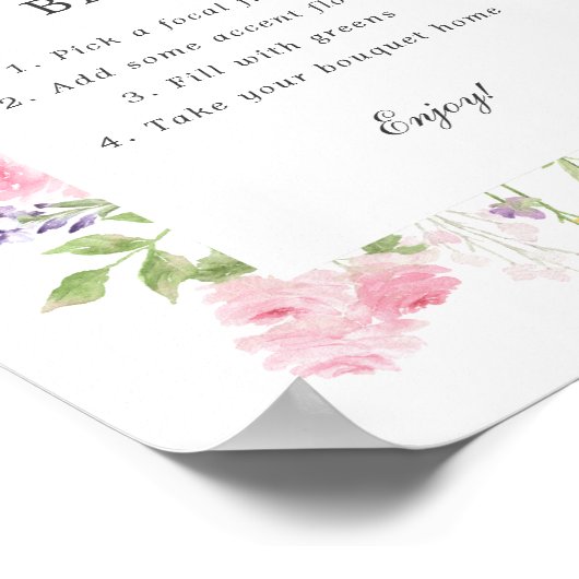 Spring Floral Frame Bouquet Bar Poster (Ecke)